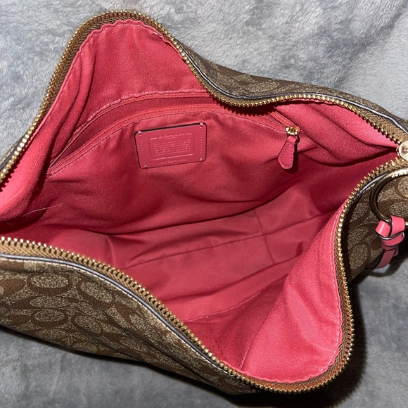 Genuine Coach Signature Skylar Hobo Khaki Poppy Large Purse/handbag - Picture 12 of 13